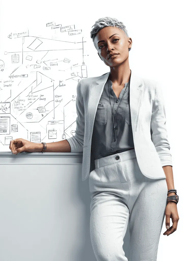 A learning design director maps the business case to measurable evaluation metrics.